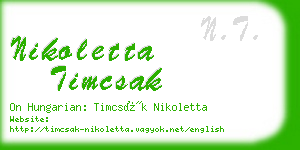 nikoletta timcsak business card